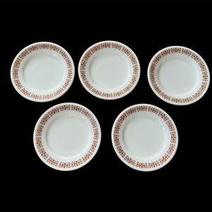 Pyrex Tableware by Corning Copper Filigree 5 Bread Plates 6.75" 704 EUC